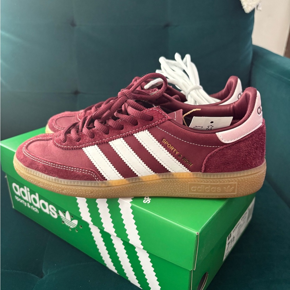 Adidas x Sporty & Rich Handball Spezial Shadow Red Sneakers Suede with box - Picture 5 of 7